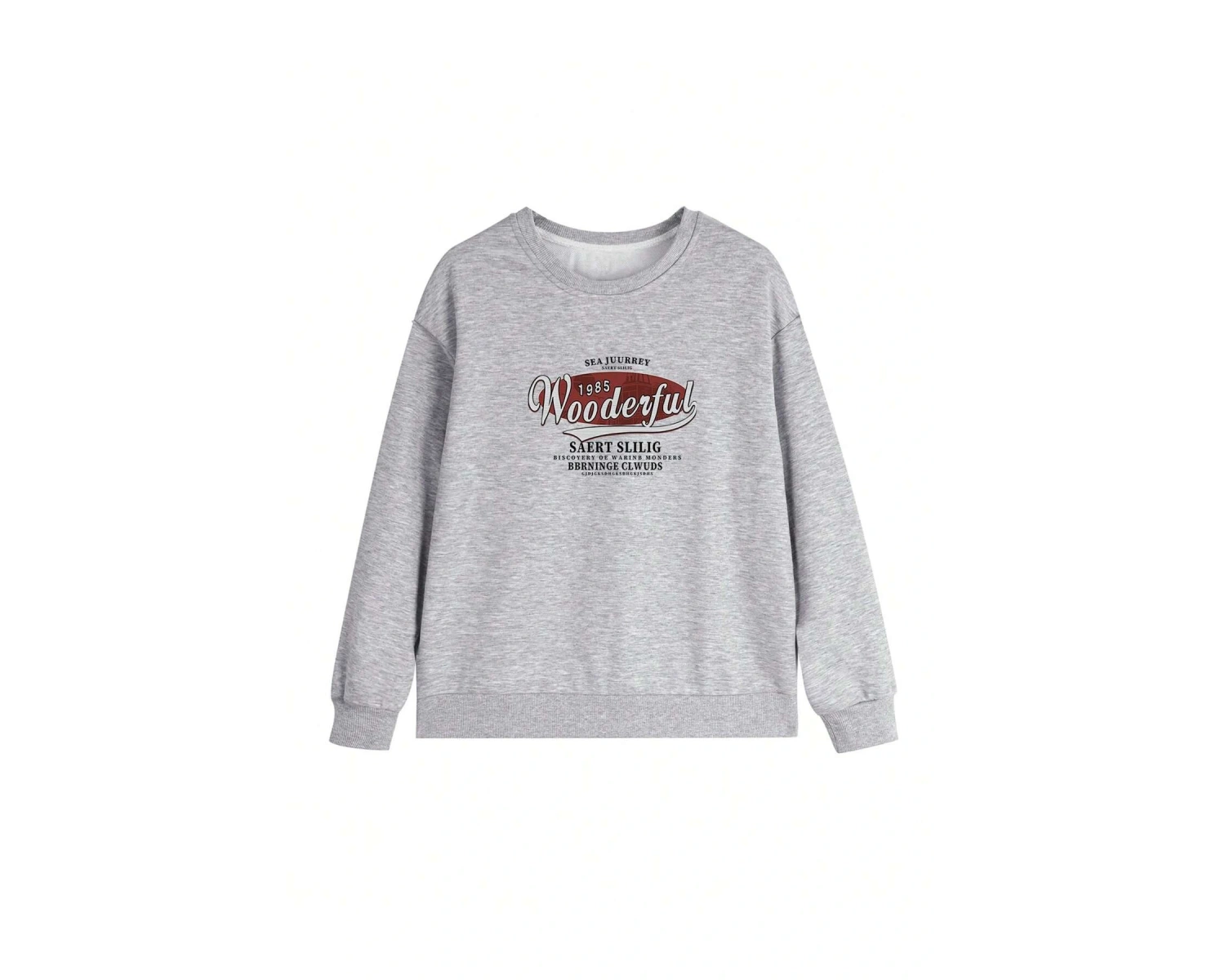 Harfli Grafik Düşük Omuz Oversize Sweat Gri