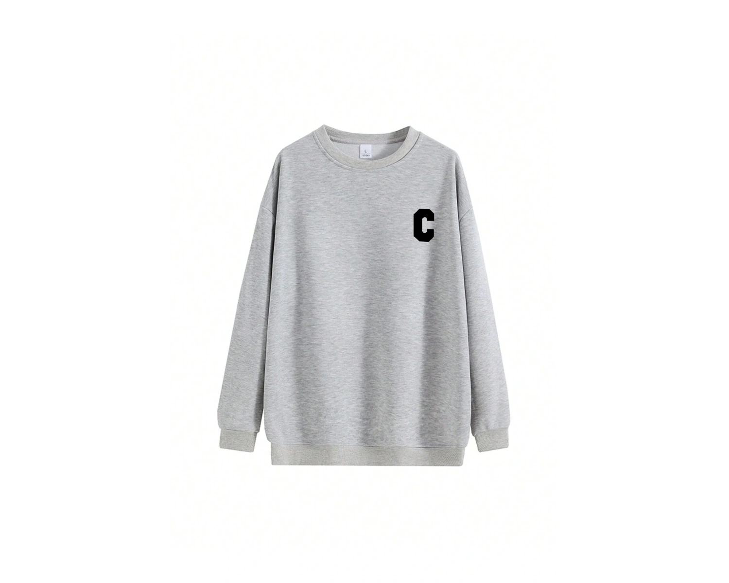 Harfli Grafik Düşük Omuz Oversize Sweat Gri