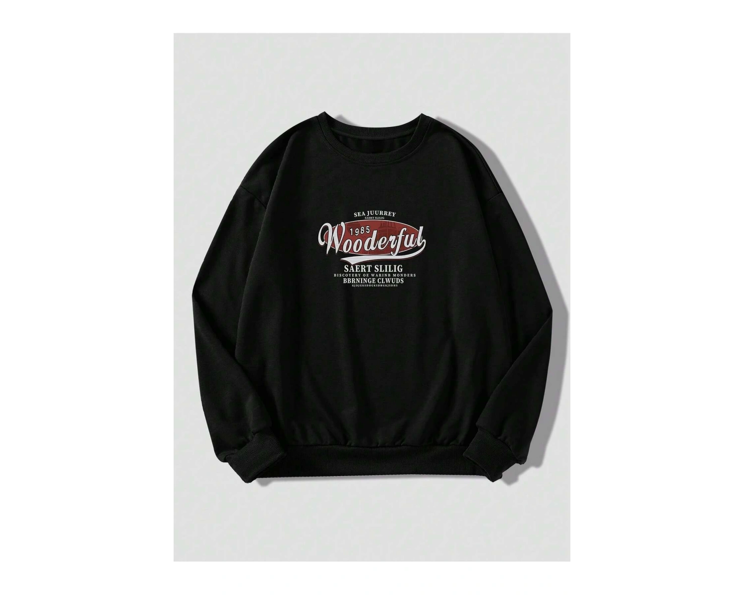 Harfli Grafik Düşük Omuz Oversize Sweat Gri