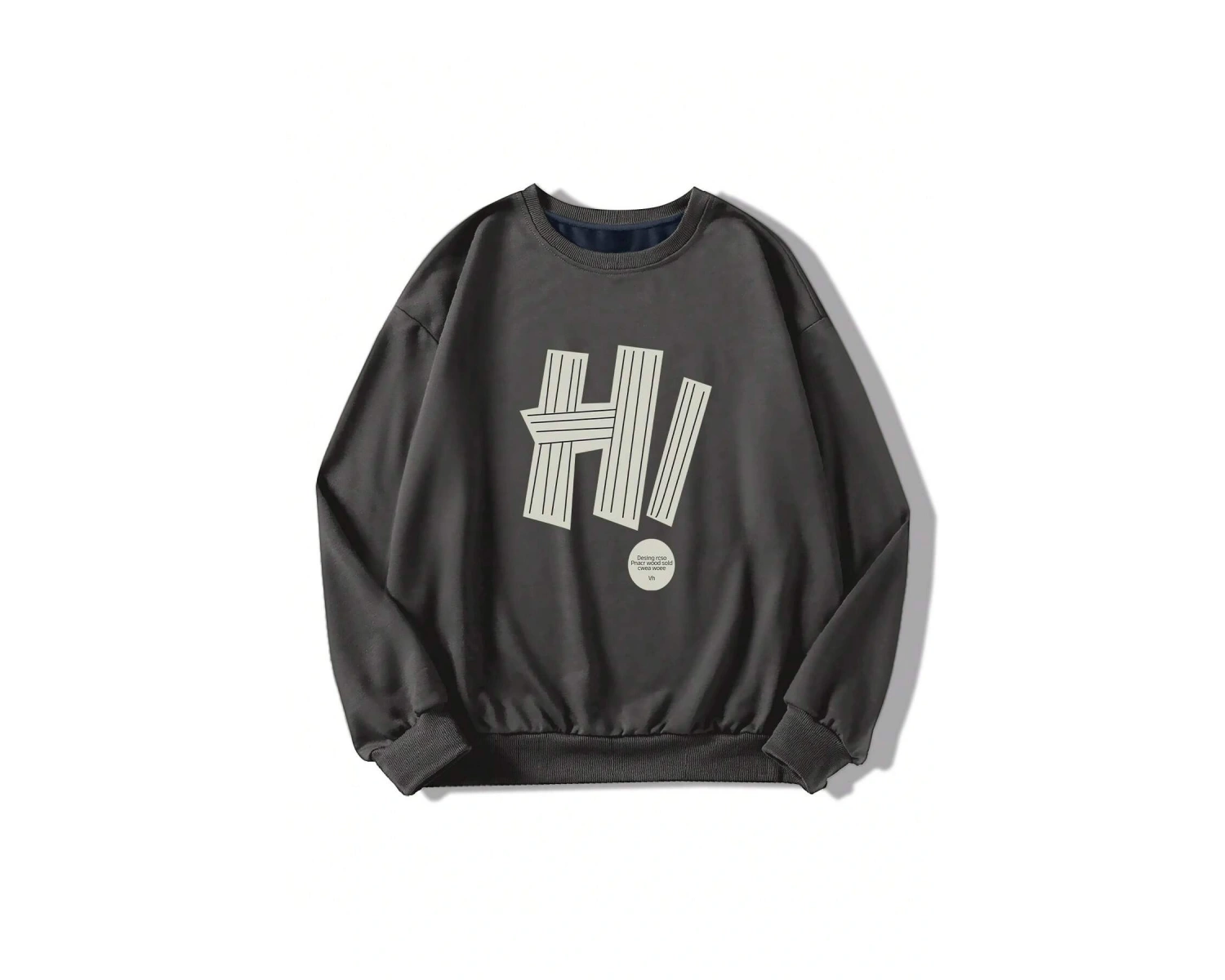 Harfli Grafik Düşük Omuz Oversize Sweat Gri