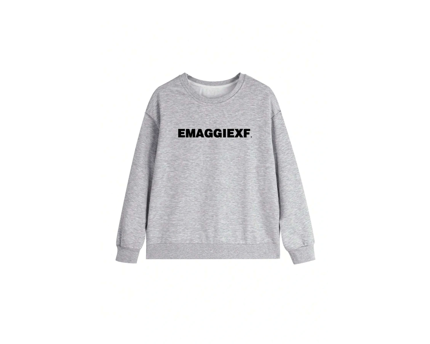 Harfli Grafik Düşük Omuz Oversize Sweat Gri