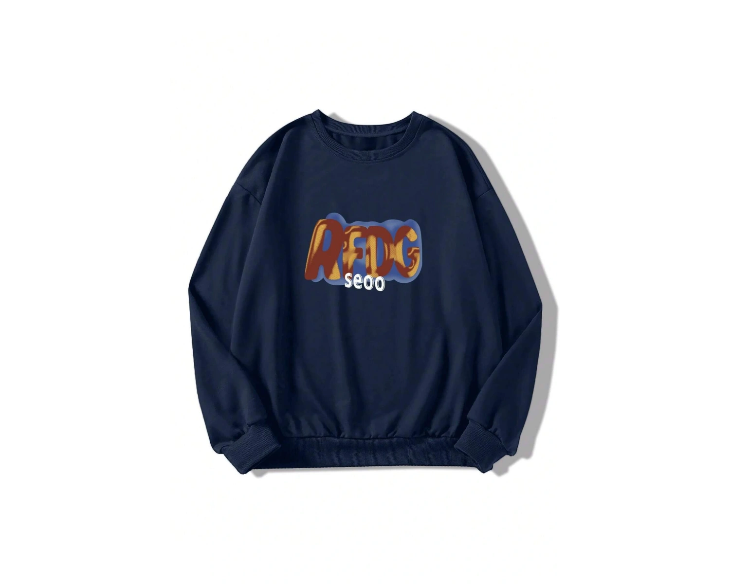 Harfli Grafik Düşük Omuz Oversize Sweat Lacivert