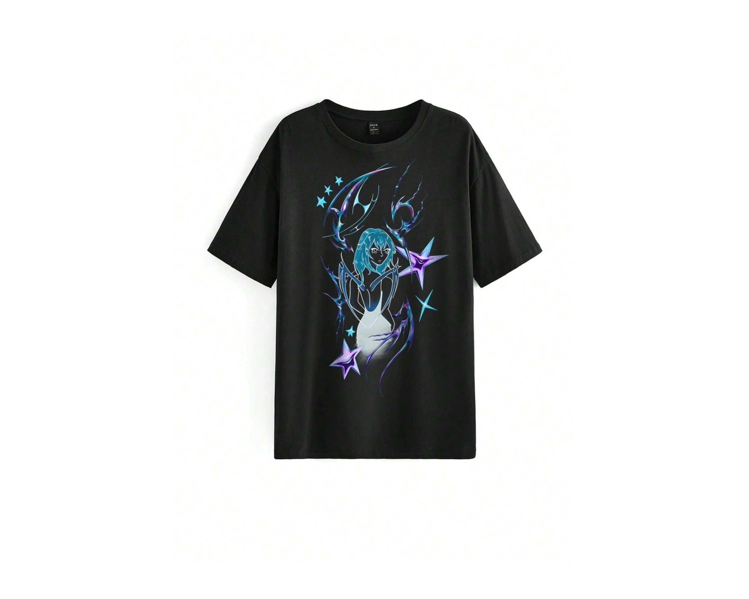 Harfli Grafik Düşük Omuz Oversize Tişört