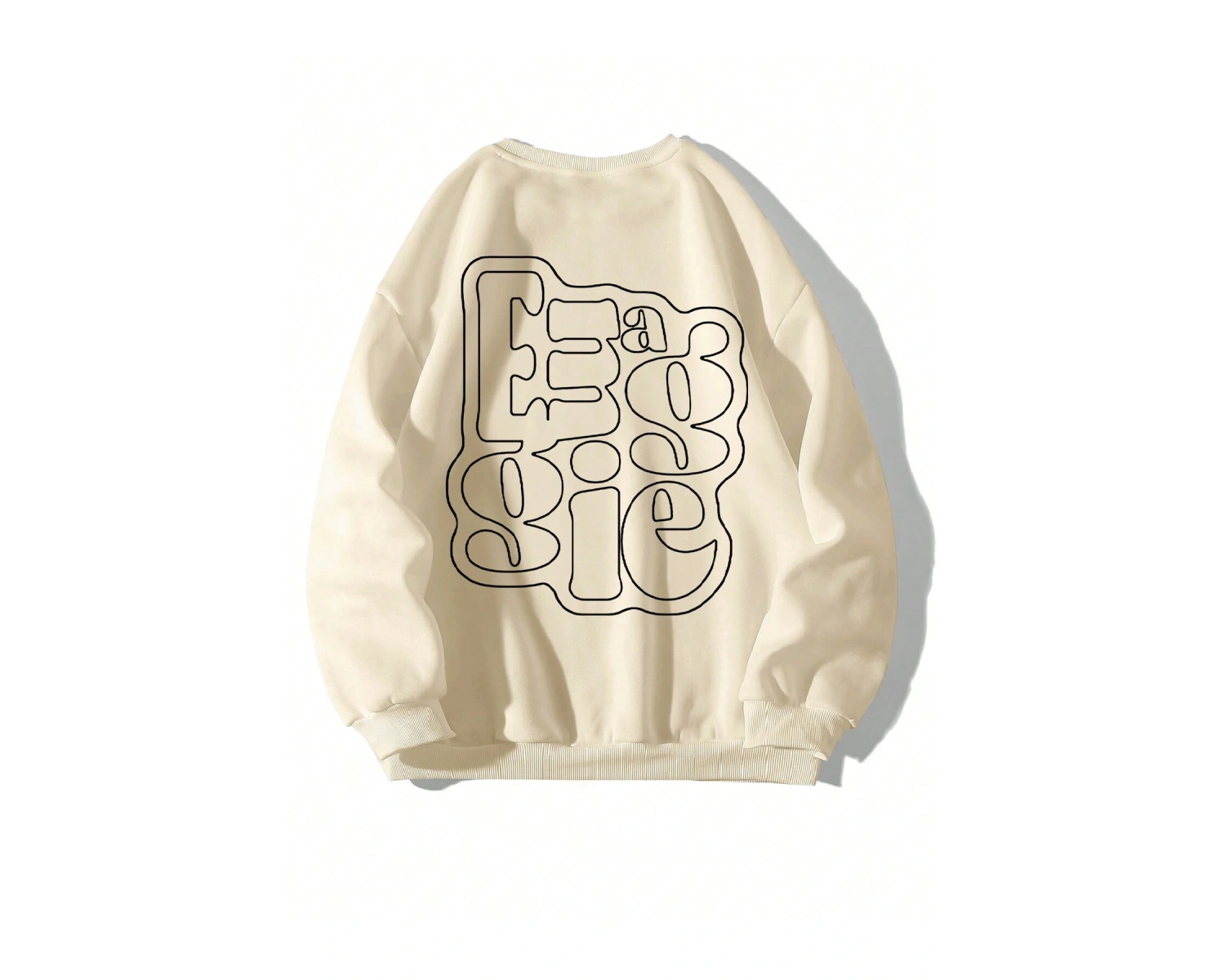 Harfli Grafik Düşük Sweat Bej