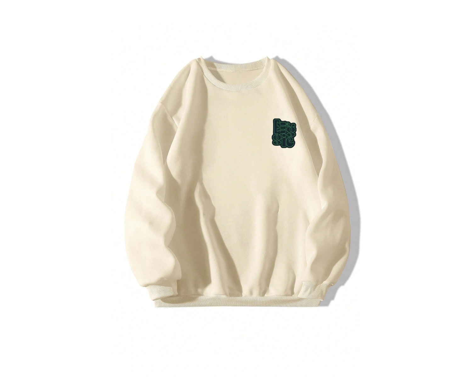 Harfli Grafik Düşük Sweat Bej