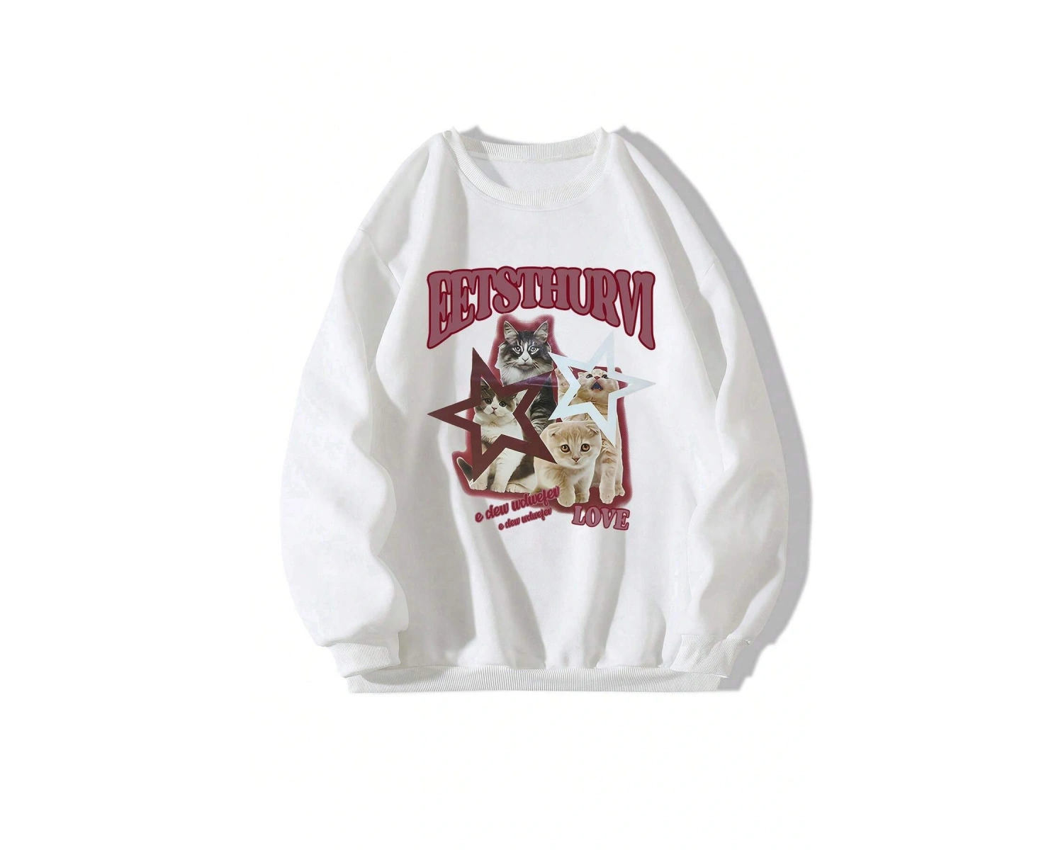 Harfli Grafik Düşük Sweat Beyaz