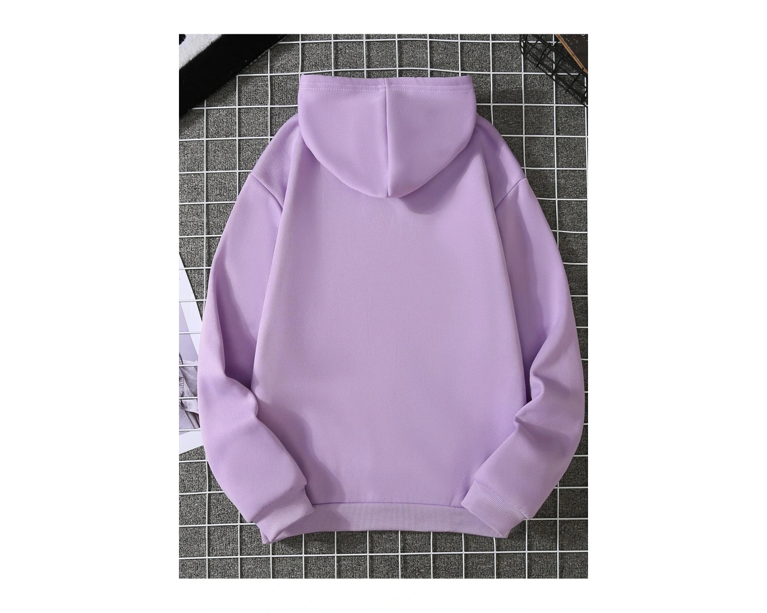 Heart Print Kangaroo Pocket Drawstring Lined Hoodie Mor