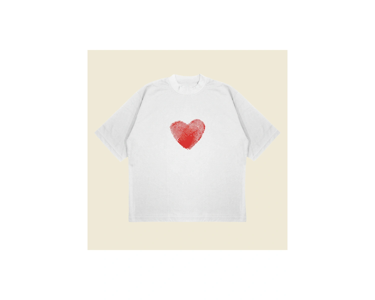 Heartprint Baskılı Oversize Unisex Pamuklu Nefes Alan Kalın Kumaşlı