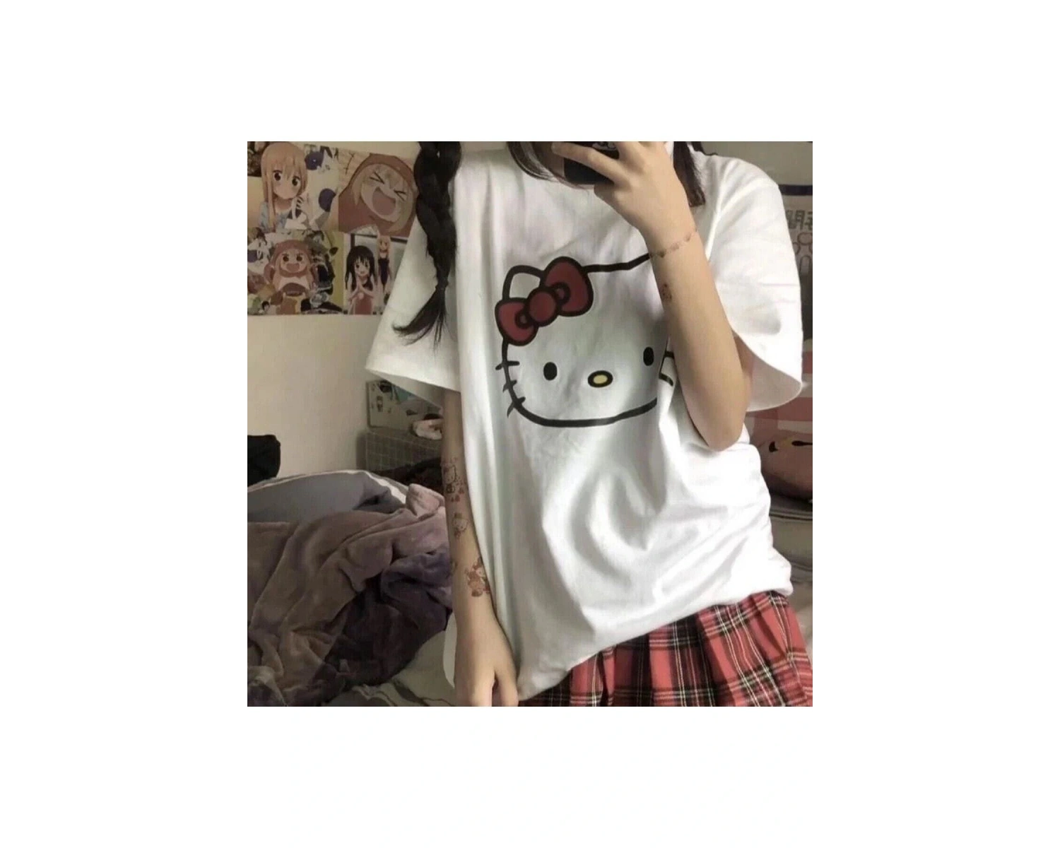 Hello Kitty Ön Ve Sırt Baskılı Beyaz Tshirt Arsbeyazhelloktty