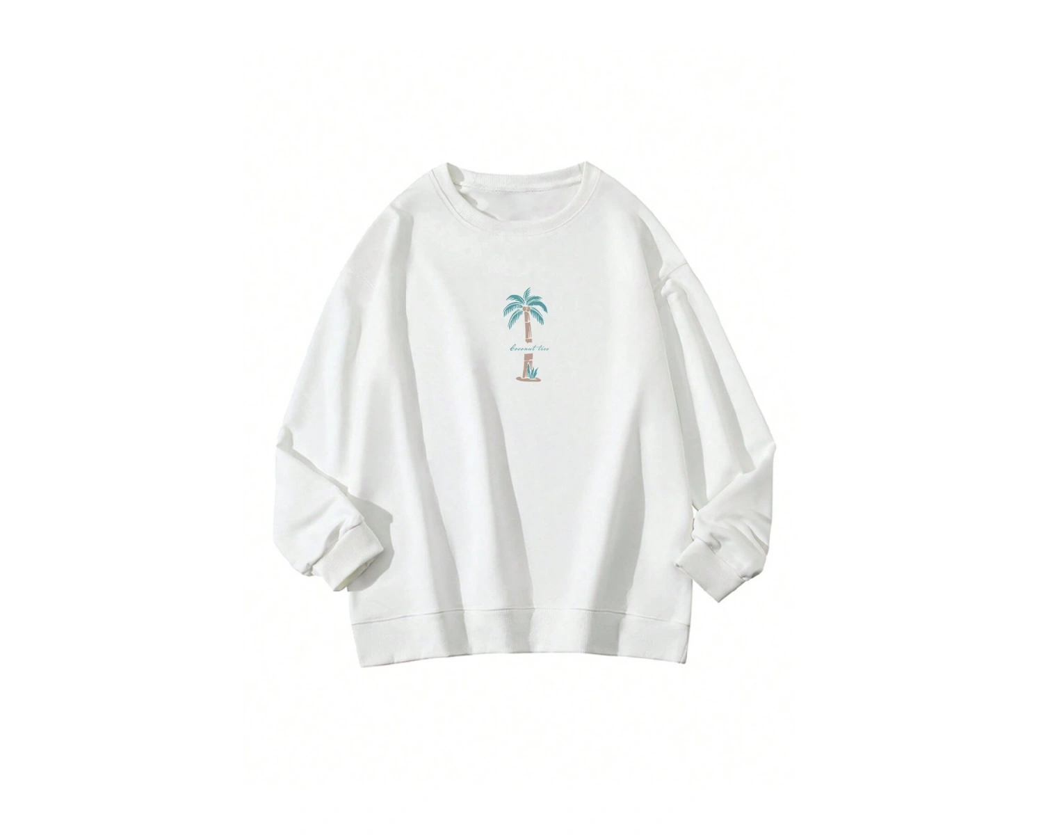 Hindistan Cevizi Ağacı Desenli Sweat Beyaz