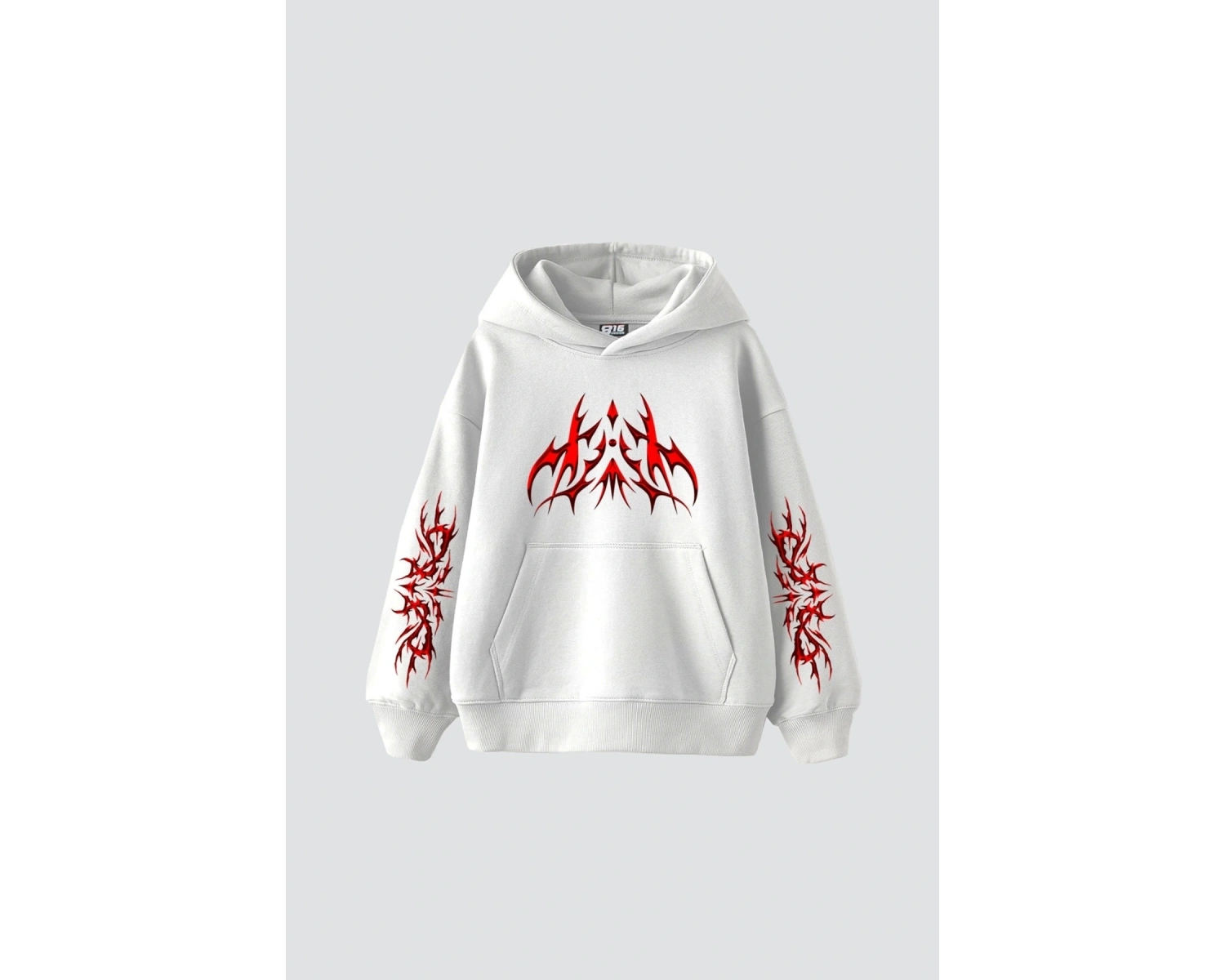 Holographic Red Baskılı Oversize Unisex Premium Beyaz