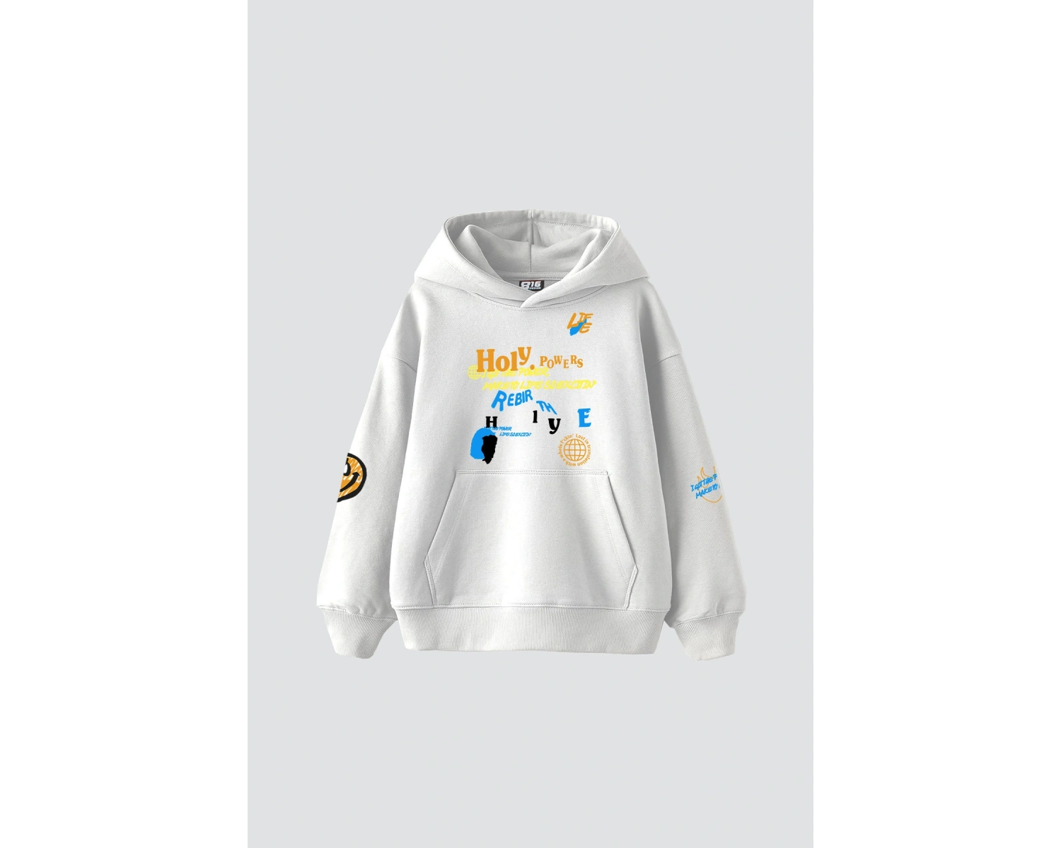 Holy Powers Beyaz Oversize Unisex Kapüşonlu