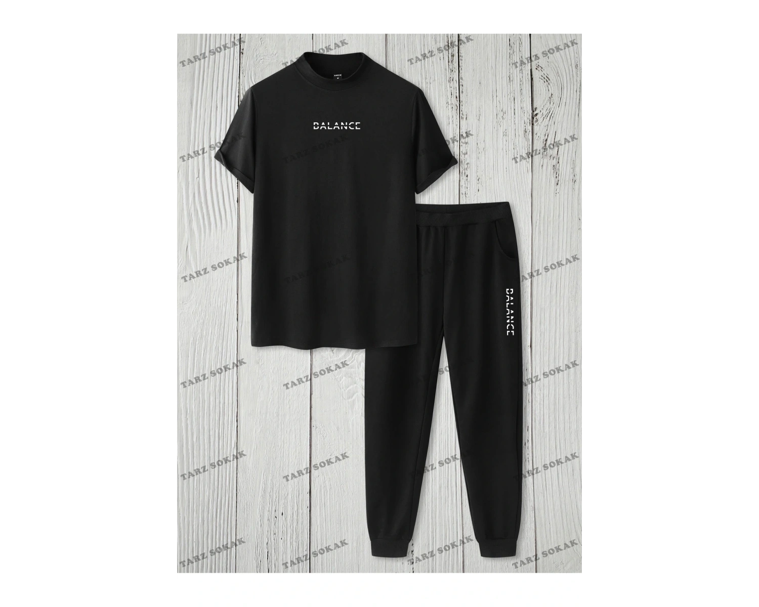 Homme 2 adet/takım erkek Düz Renk Kısa Kollu Yuvarlak Boyun Tişört Ve Eşofman Altı