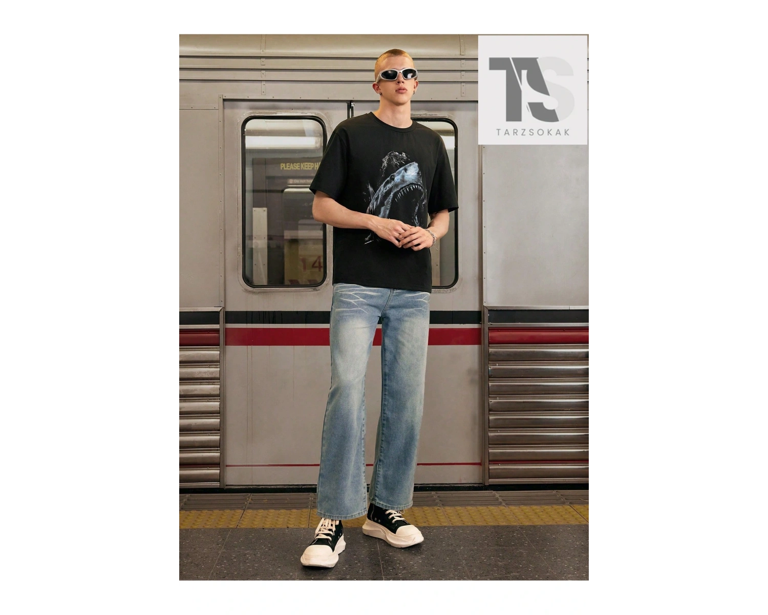 Homme Erkek Baskılı Slim Fit Streç Örgü Tişört