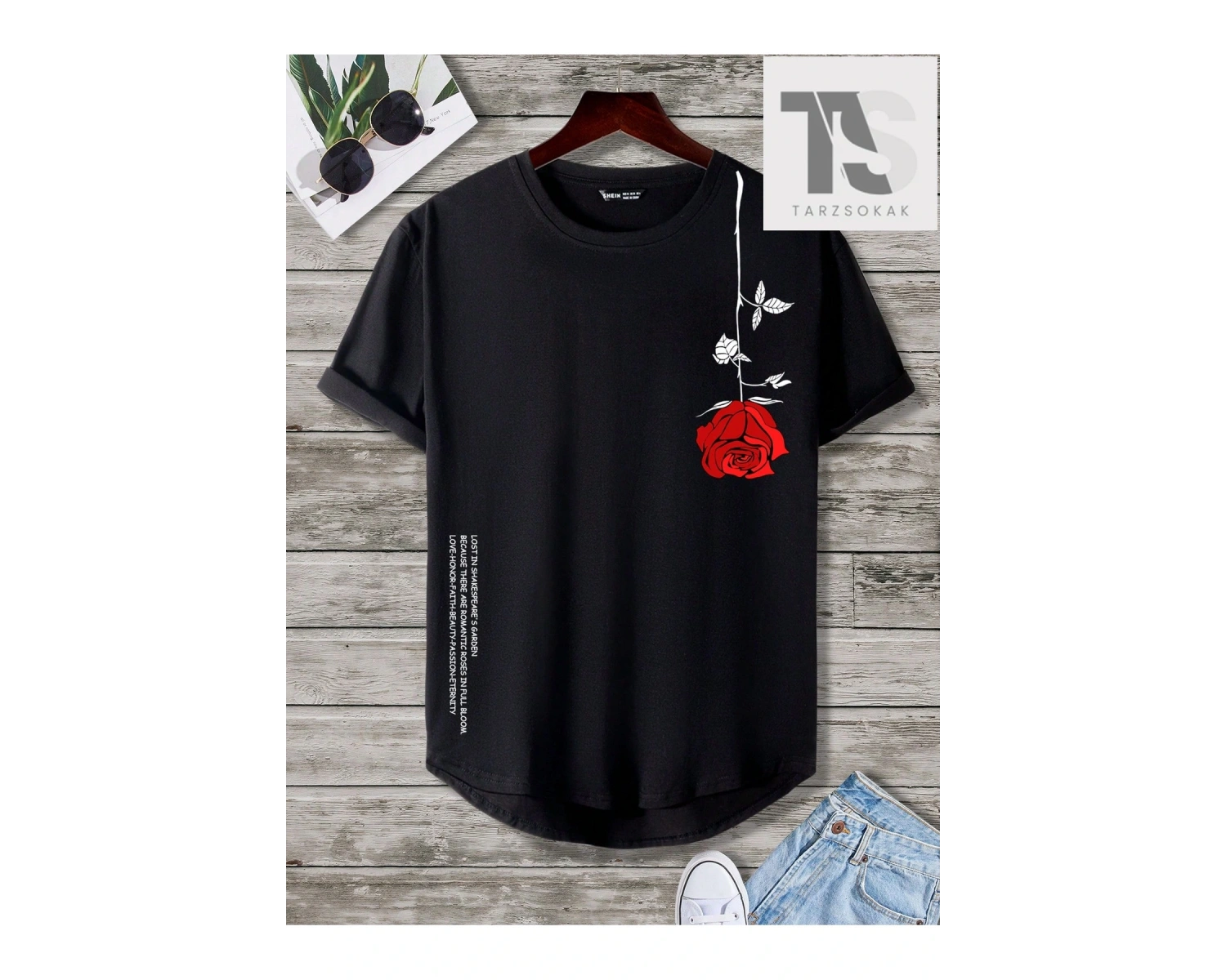 Homme Erkek Çiçek & Slogan Grafikli Tişört