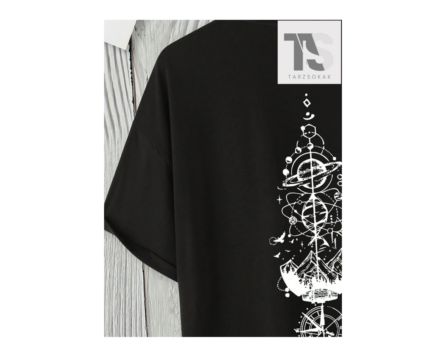 Homme Erkek Dağ ve Gezegen Baskılı Tişört