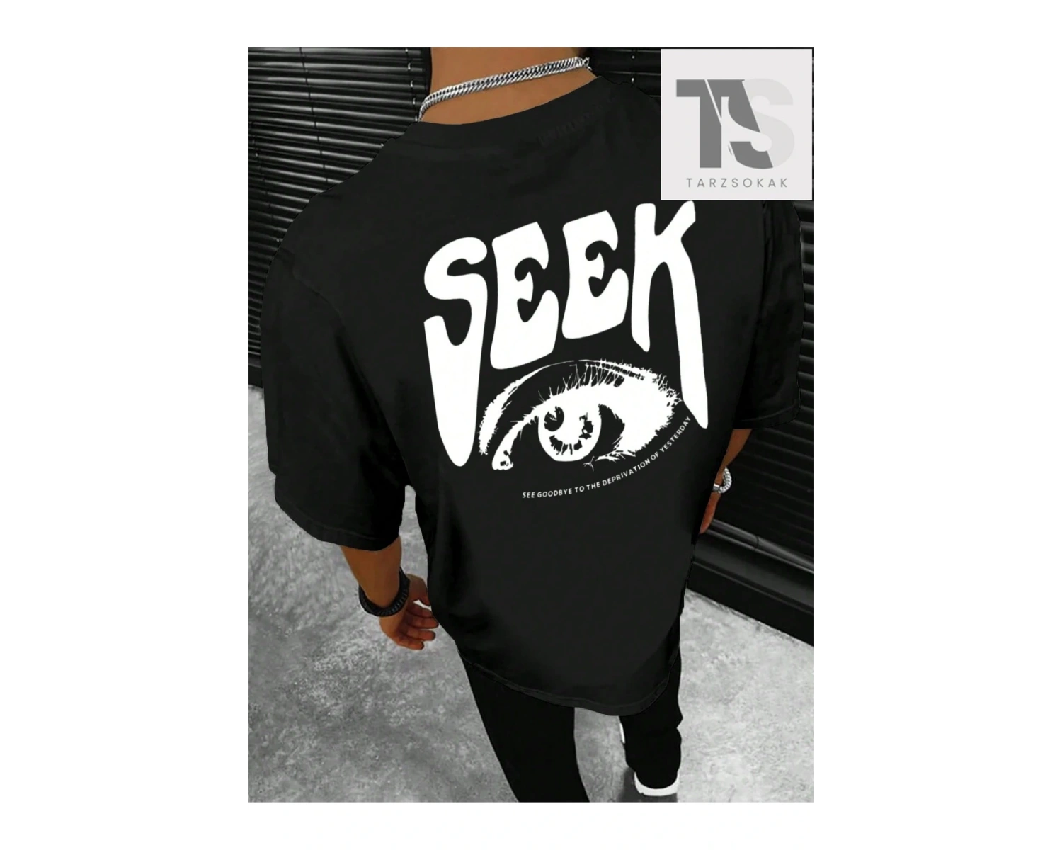 Homme Erkek Göz ve Slogan Grafikli Tişört