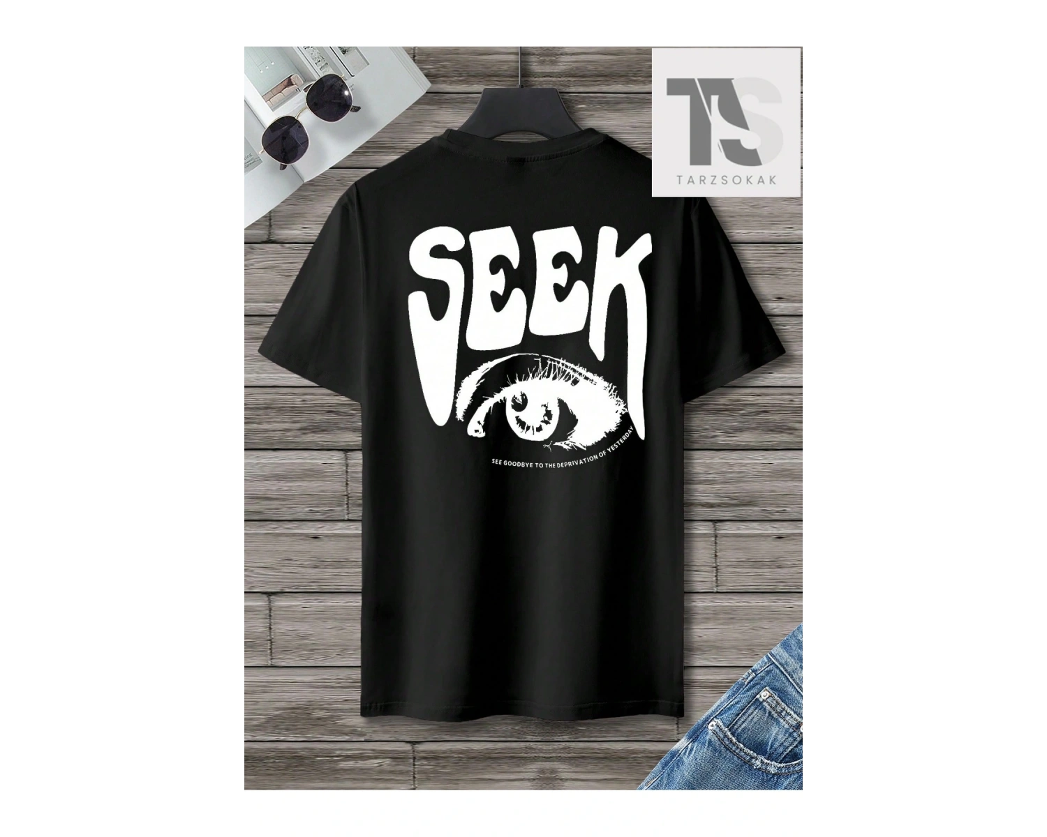 Homme Erkek Göz ve Slogan Grafikli Tişört