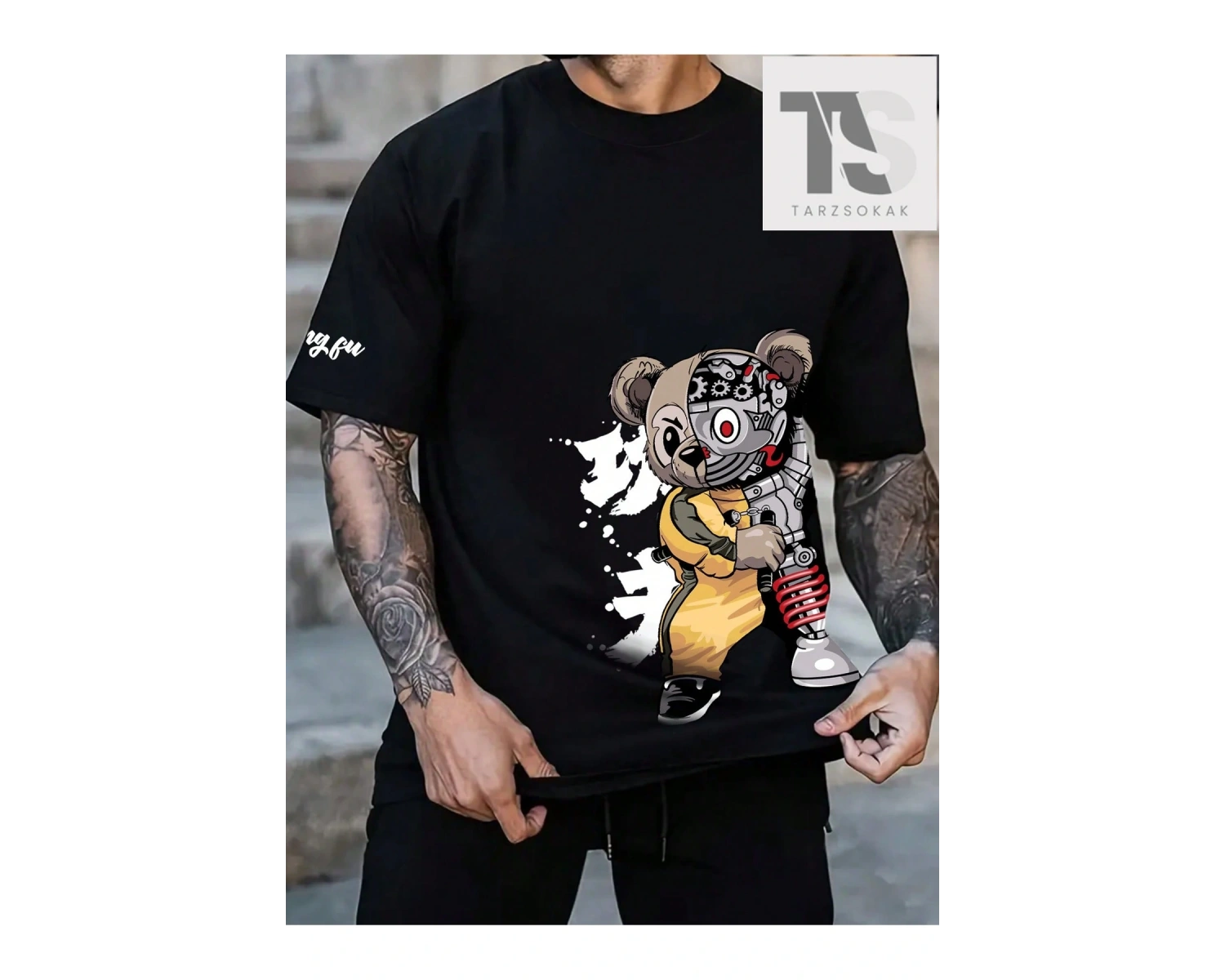 Homme Erkek Karikatür ve Mektup Grafikli Tişört