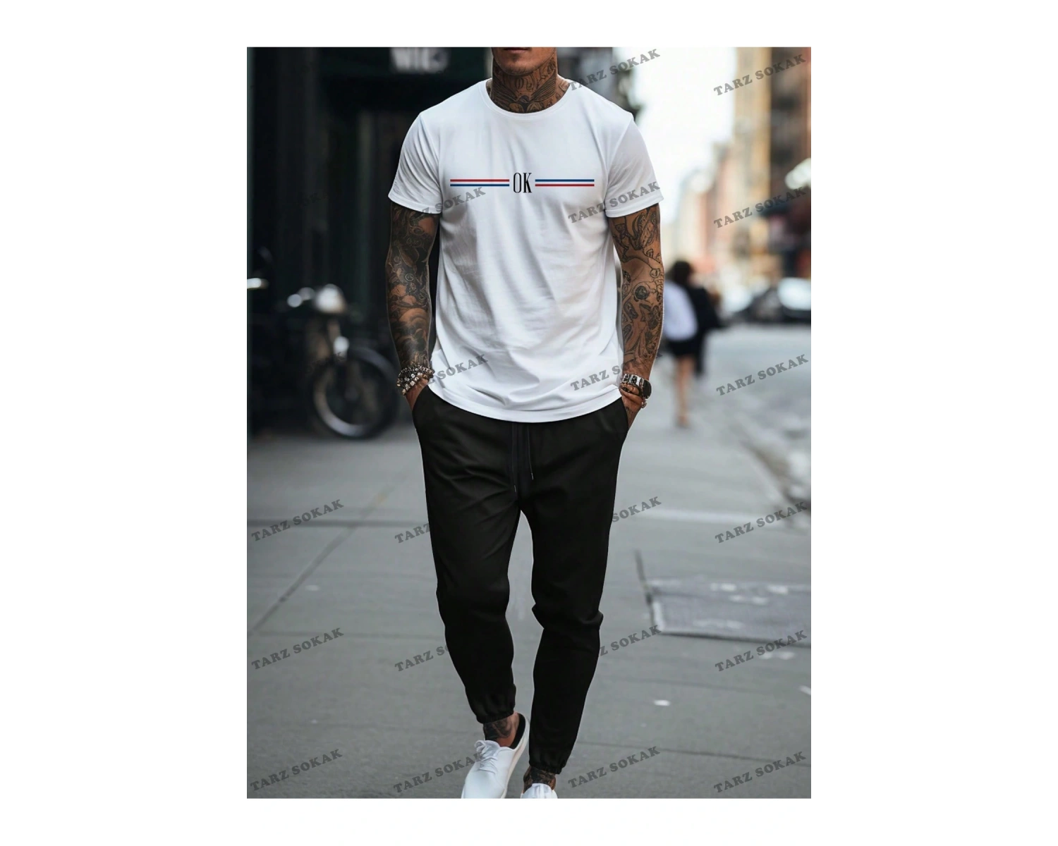 Homme Erkek Mektup Baskı Kısa Kollu Tişört Ve Uzun Pantolon İki Parçalı Set