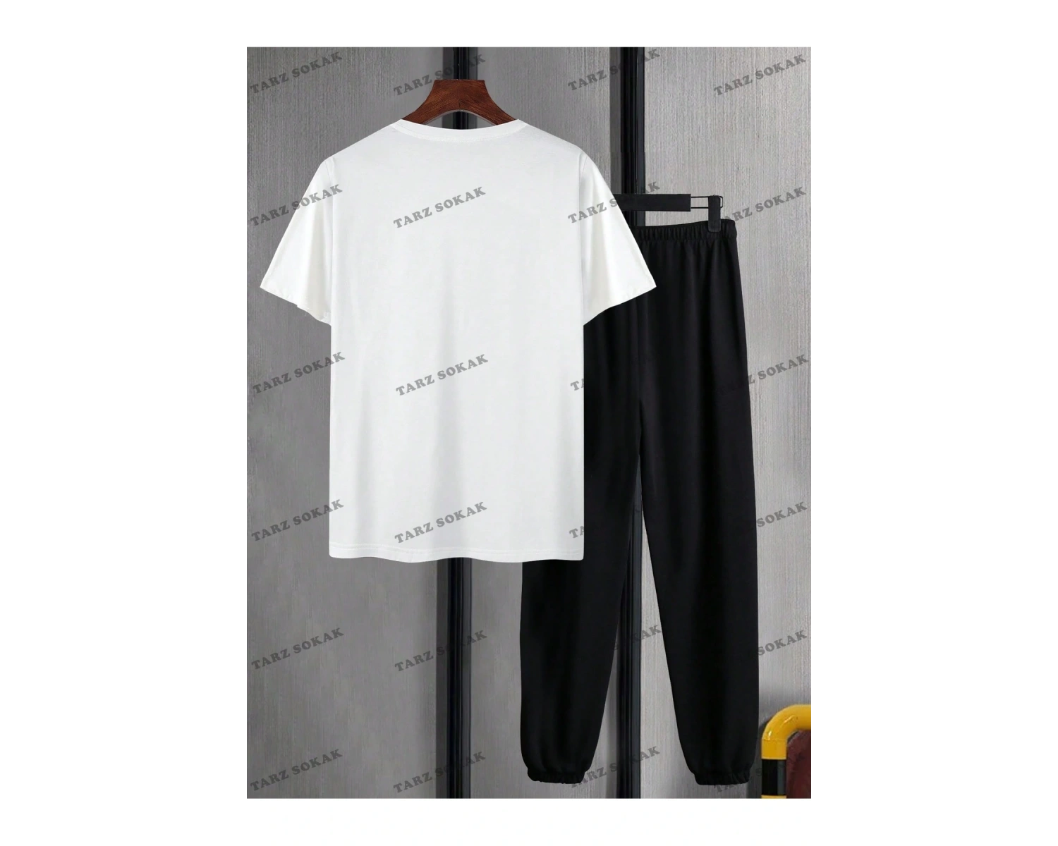 Homme Erkek Mektup Baskı Kısa Kollu Tişört Ve Uzun Pantolon İki Parçalı Set