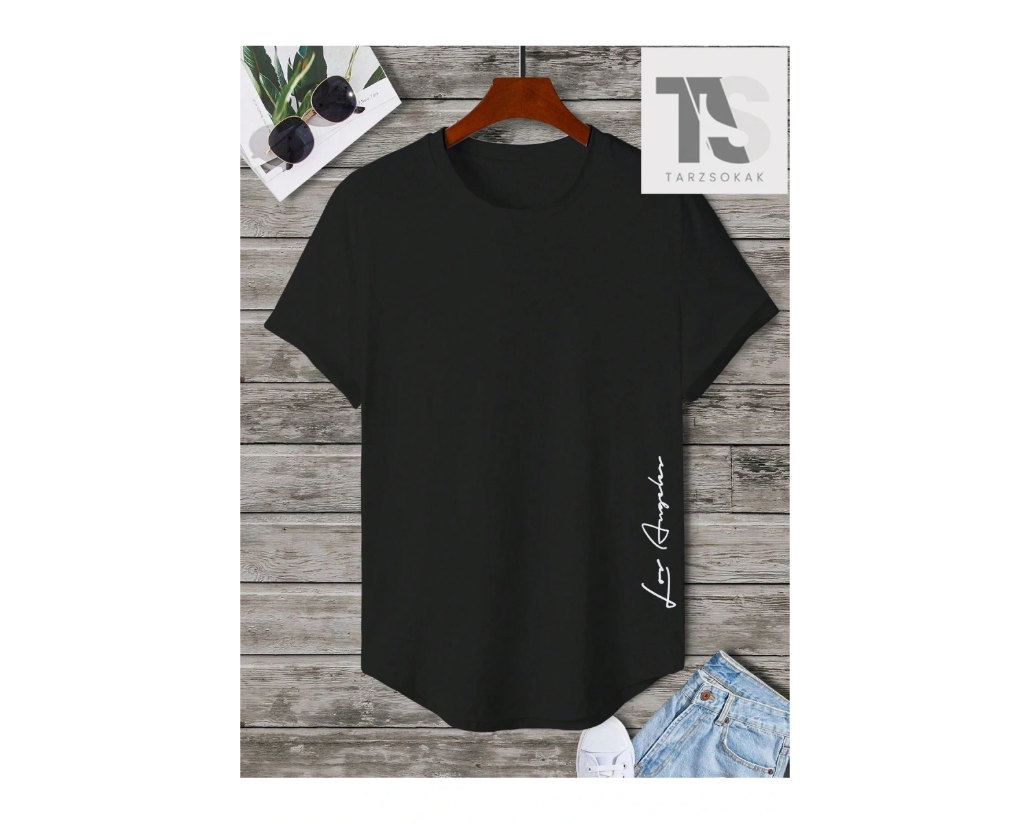 Homme Erkek Mektup Grafik Kavisli Etek Tişört