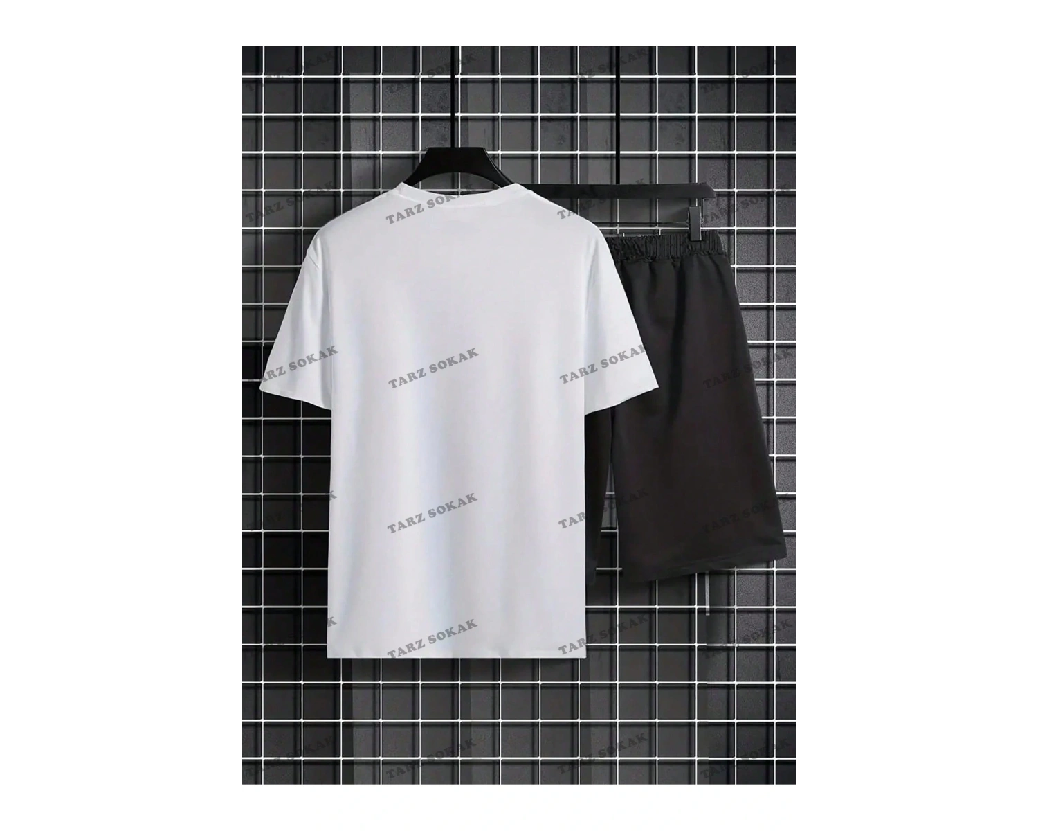 Homme Erkek Mektup Grafikli Tişört ve İpli Bel Şort Takım