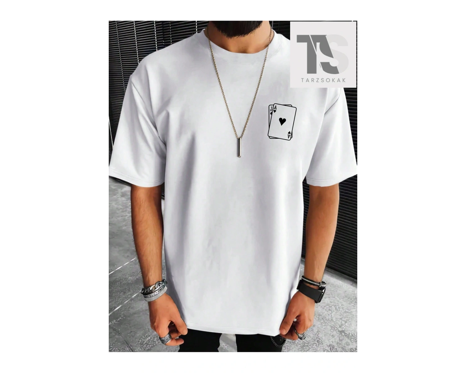 Homme Erkek Oyun Kartı Baskılı Tişört