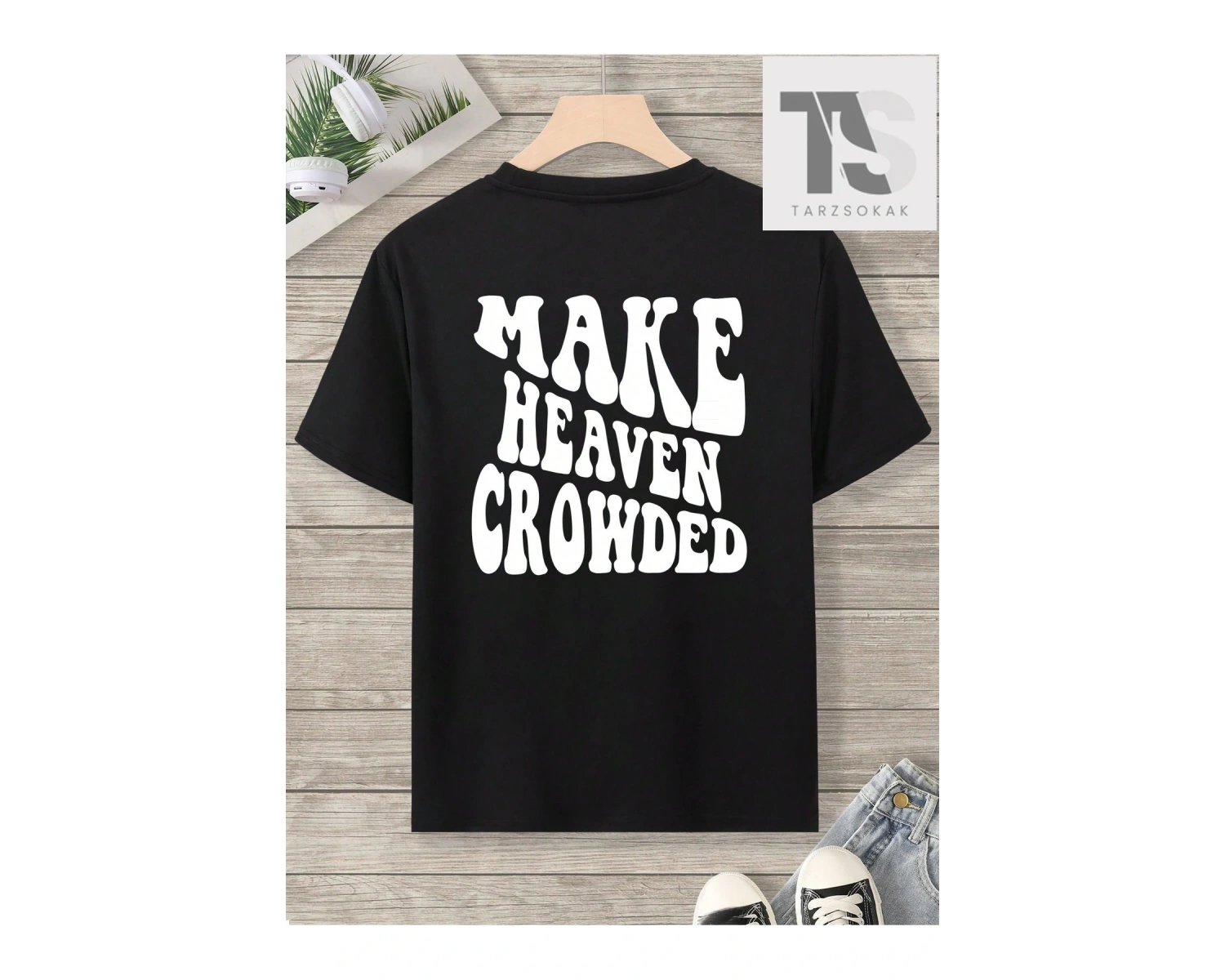 Homme Erkek Siyah Örme Yuvarlak Yaka Kısa Kollu Tişört