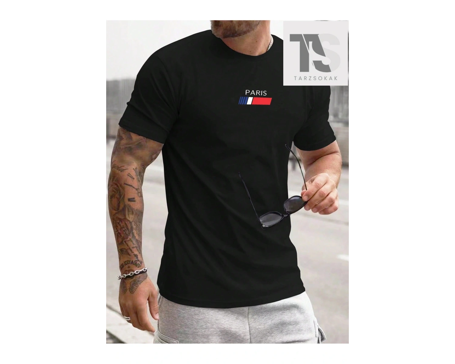 Homme Erkek Slim Fit Yuvarlak Yaka Kısa Kollu Yazı Baskılı Tişört