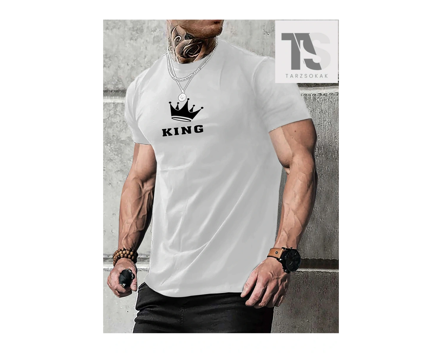 Homme Erkek Taç ve Harf Grafikli Tişört