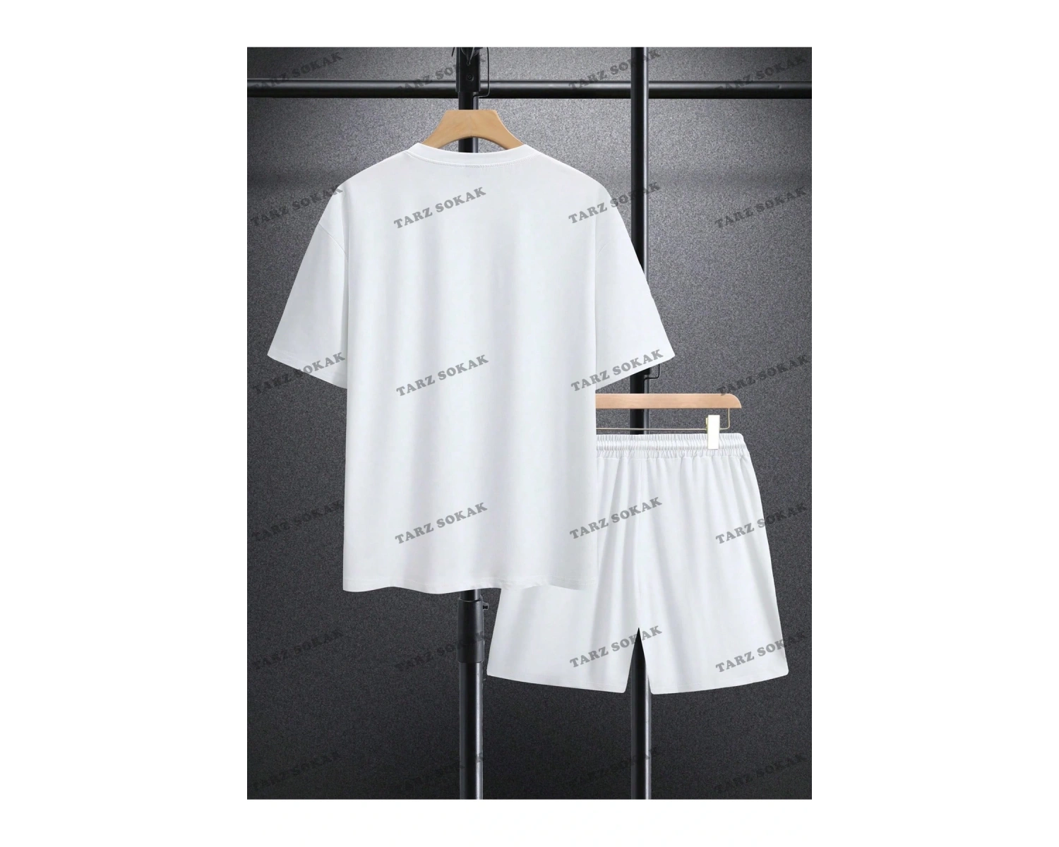 Homme Erkek Yazılı Baskılı Kısa Kollu Tişört ve Şort 2 adet/takım
