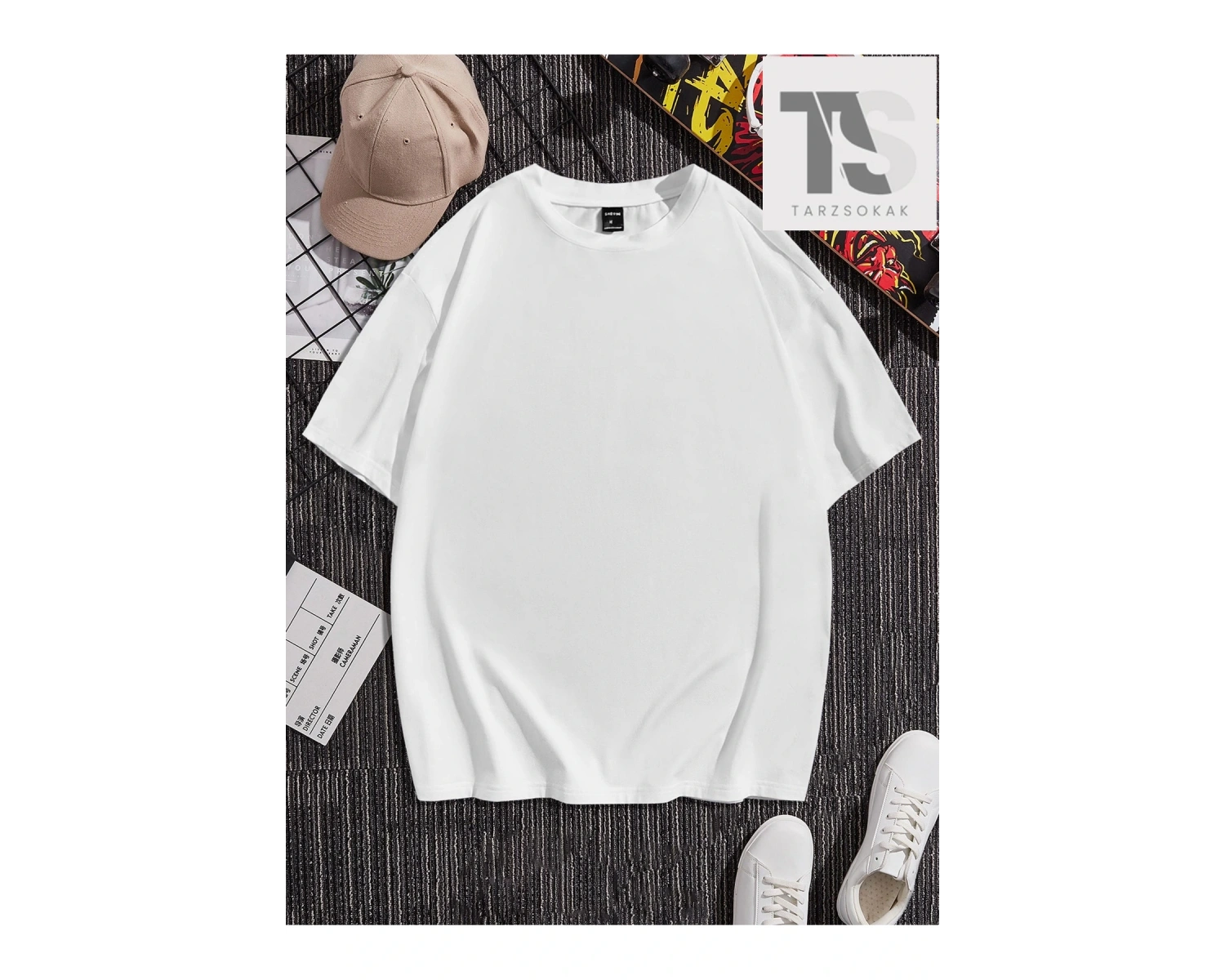 Homme Erkek Yin & Yang Baskı Damla Omuz Tişört