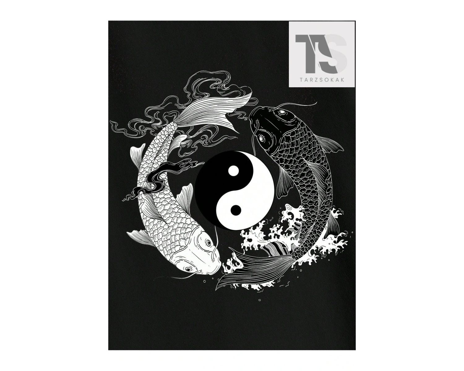 Homme Erkek Yin & Yang Baskı Damla Omuz Tişört