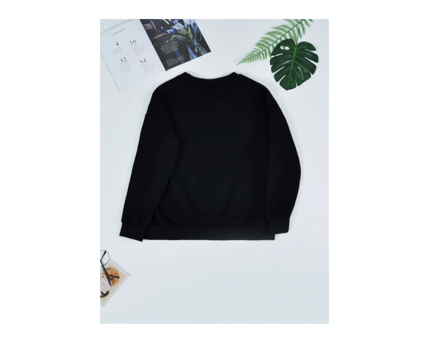 Honeyspot Chinese Character Pattern Drop Shoulder Pullover Siyah