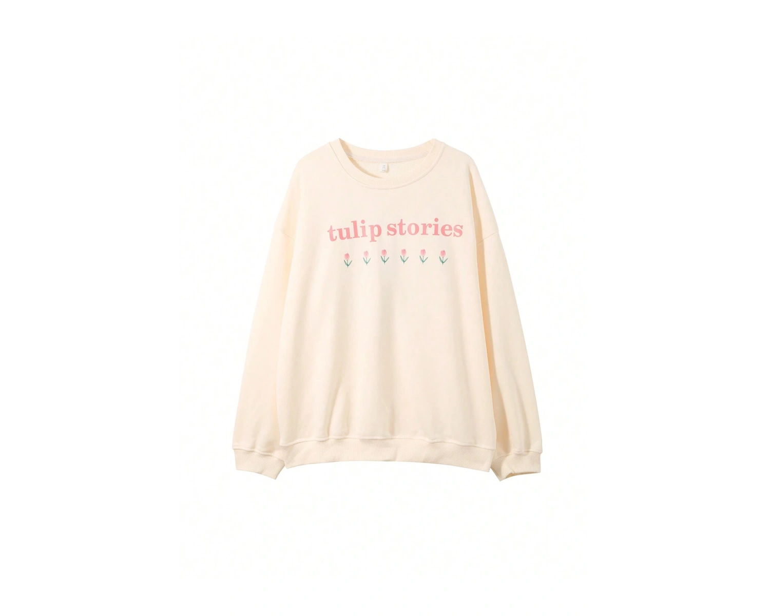 Honeyspot Çiçekli ve Harfli Grafik Düşük Omuz Oversize Sweat Bej