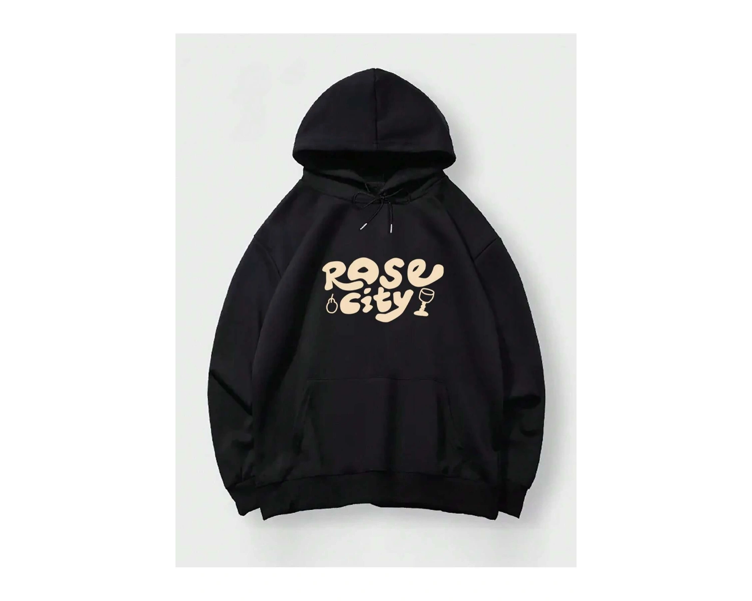 Honeyspot Letter Graphic Drop Shoulder Oversized Drawstring Hoodie Siyah