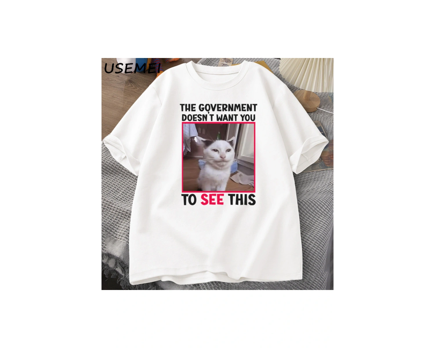 Hükümet İstemiyor Komik Kedi Meme T-shirt Erkekler Rahat Kısa Kollu Aptal Aptal T Shirt erkek 3073