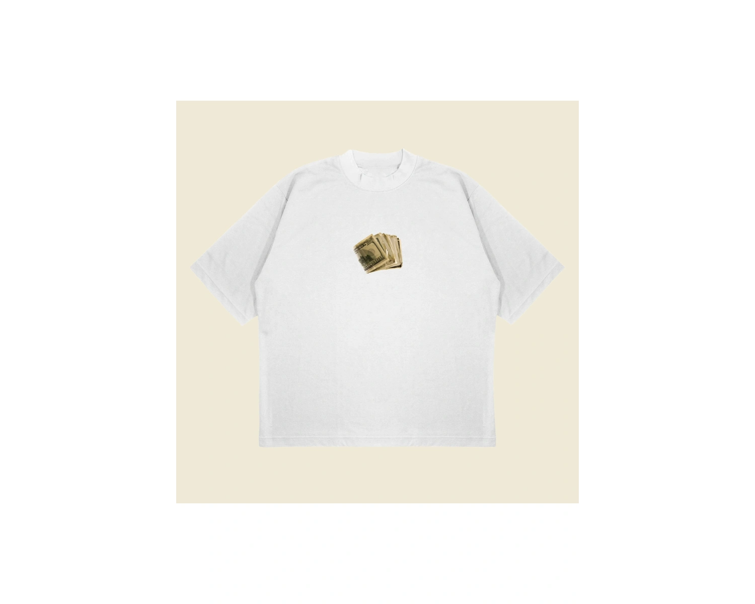 Hundreddollars Baskılı Oversize Unisex Pamuklu Nefes Alan Kalın Kumaşlı