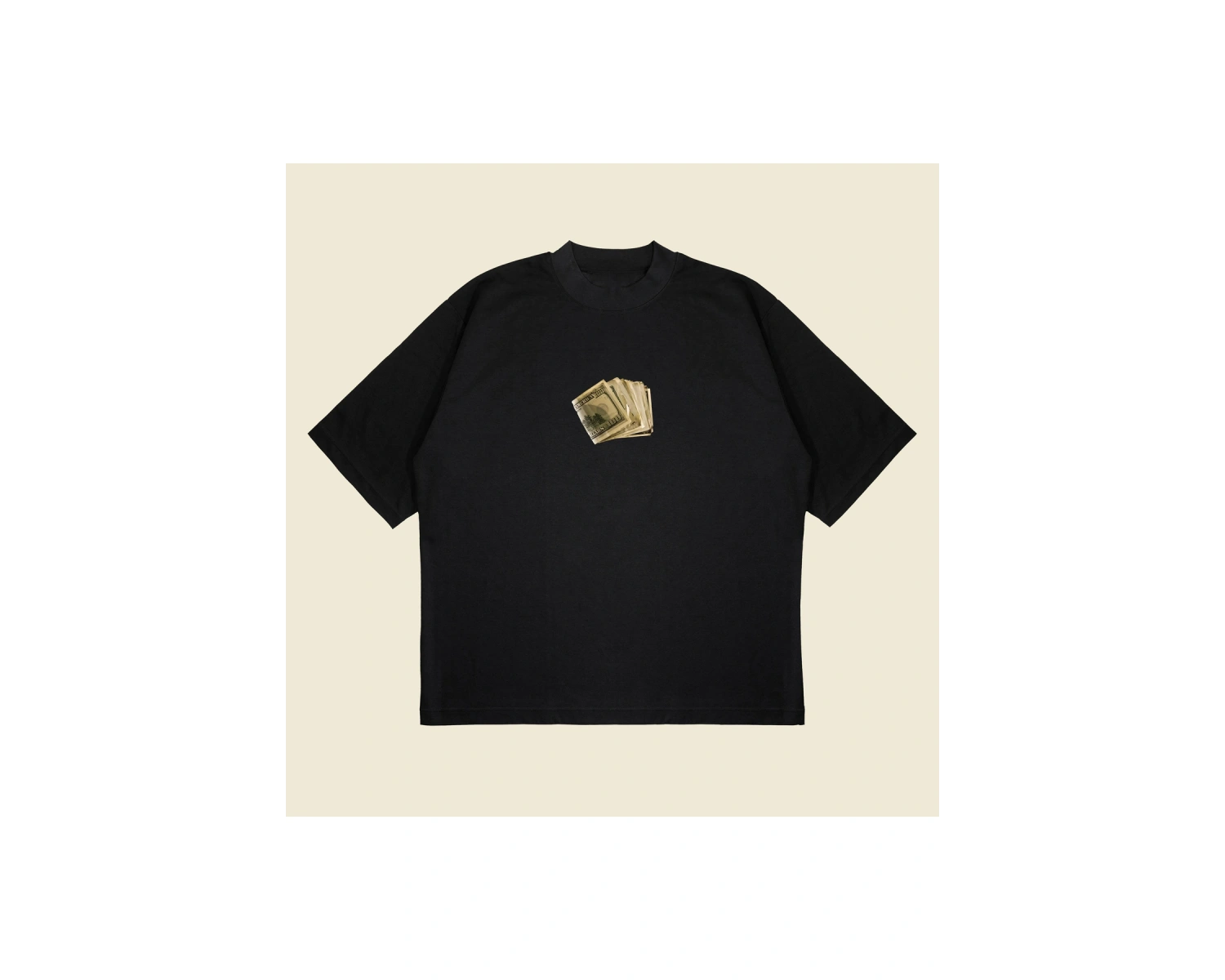 Hundreddollars Baskılı Oversize Unisex Pamuklu Nefes Alan Kalın Kumaşlı