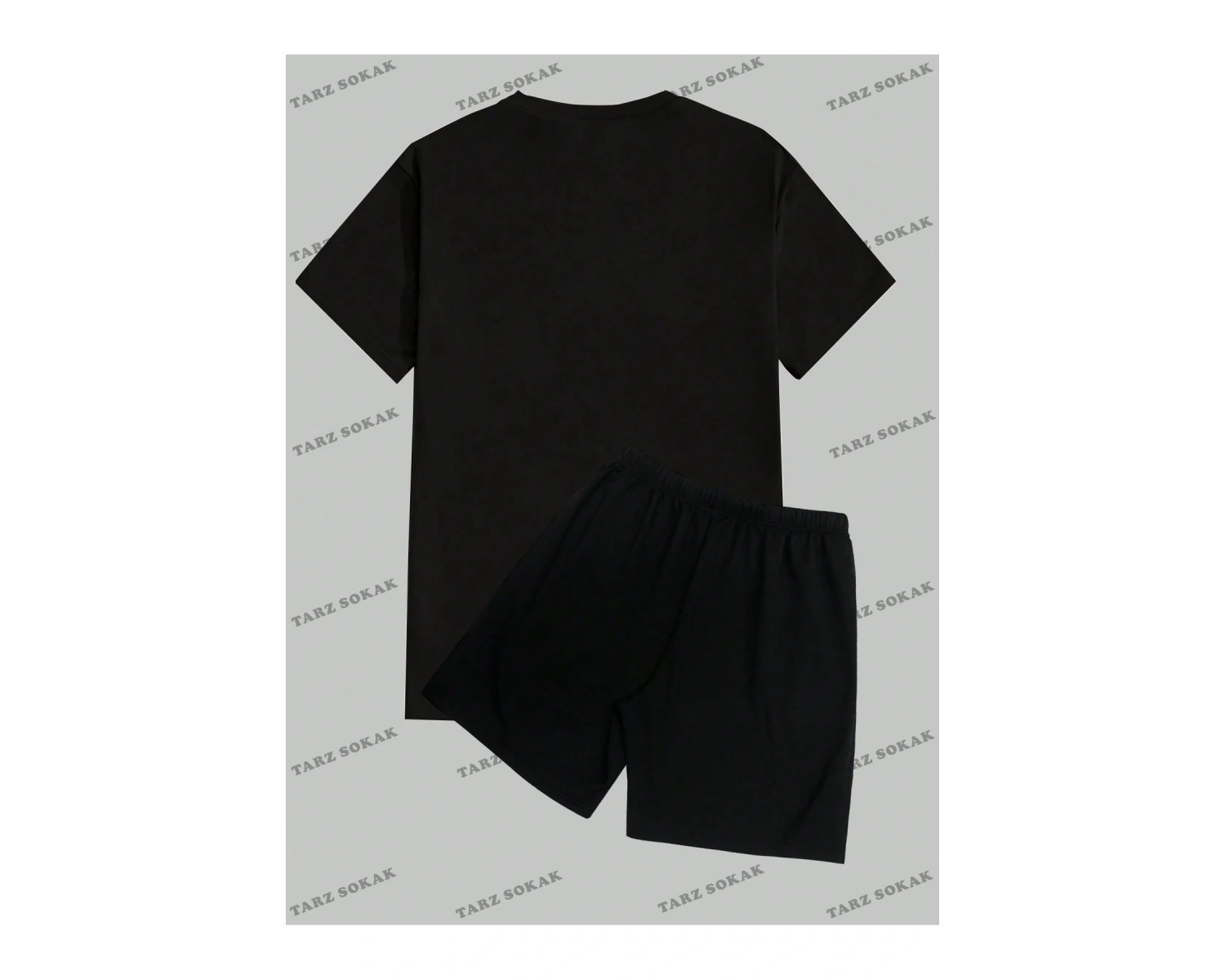 Hypemode Beyaz Örme Erkek Yazılı Baskılı Kısa Kollu Tişört Ve Şort Takım