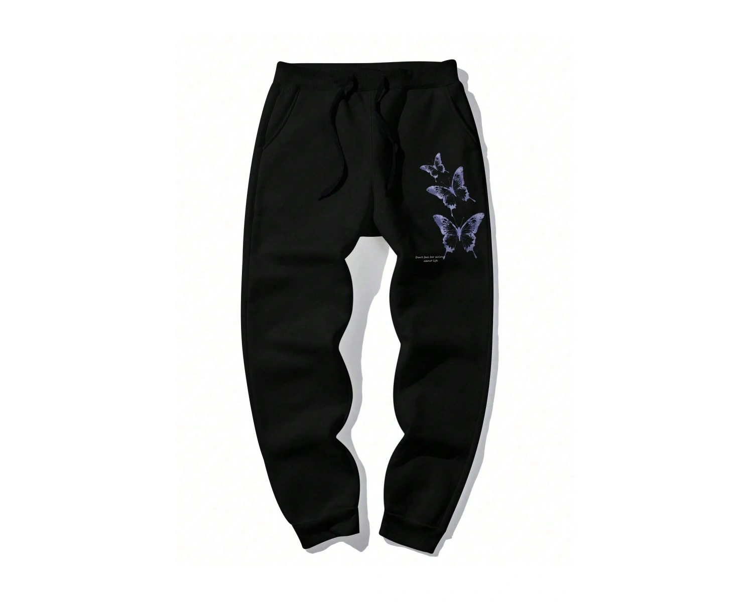 Hypemode Butterfly & Slogan Graphic Drawstring Waist Eşofman Altı