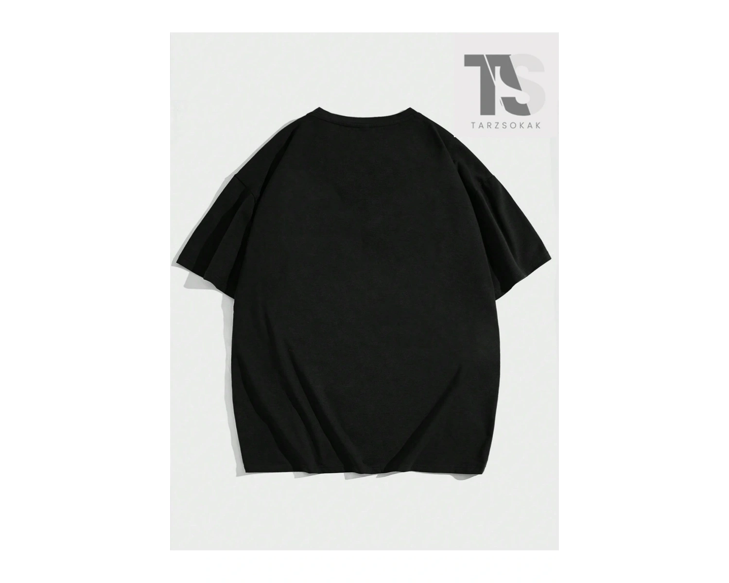 Hypemode Düşük Omuzlu Siyah Yuvarlak Yaka Örme Erkek Tişört