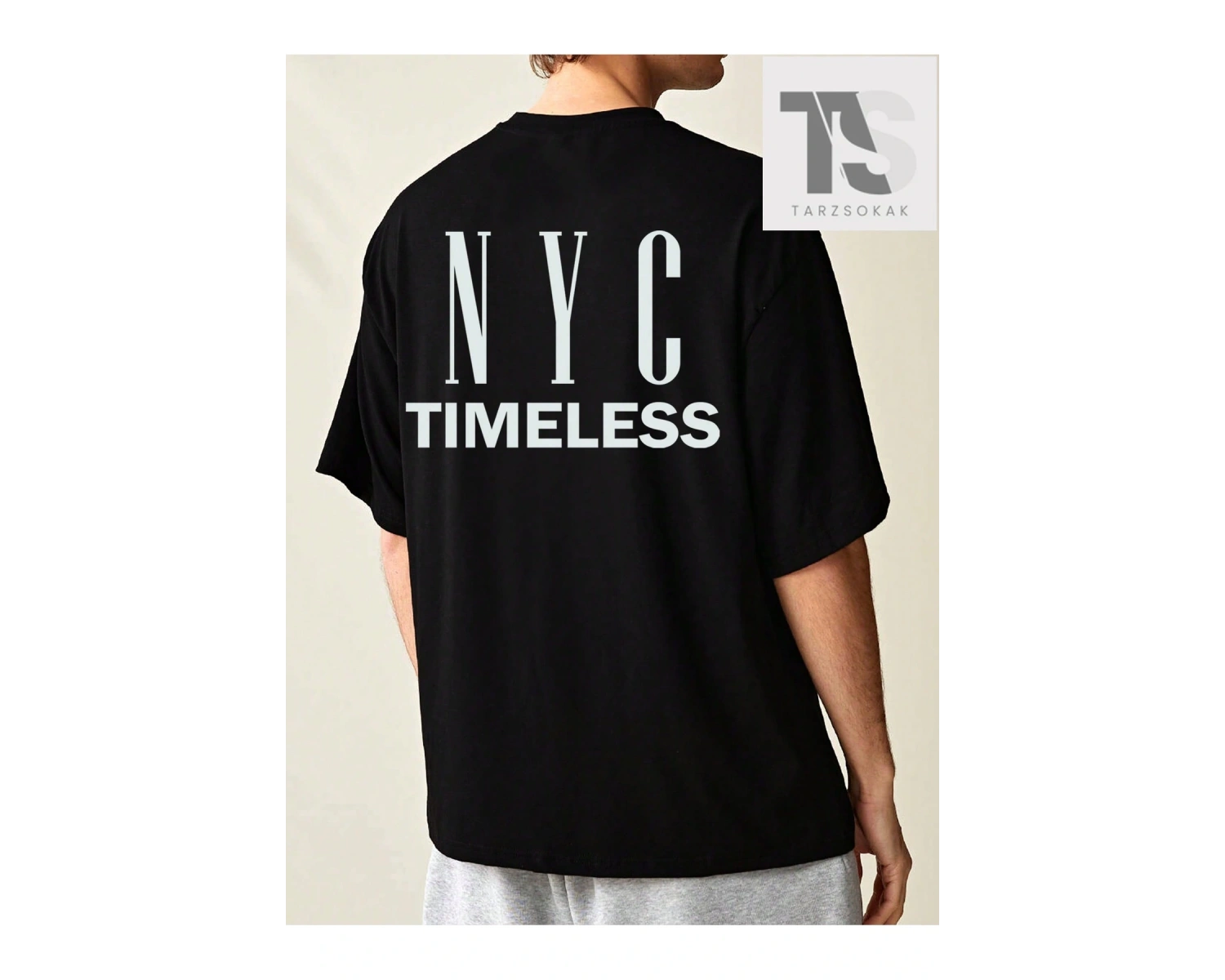 Hypemode Erkek Siyah Örme Düşük Omuz Yuvarlak Yaka Tişört