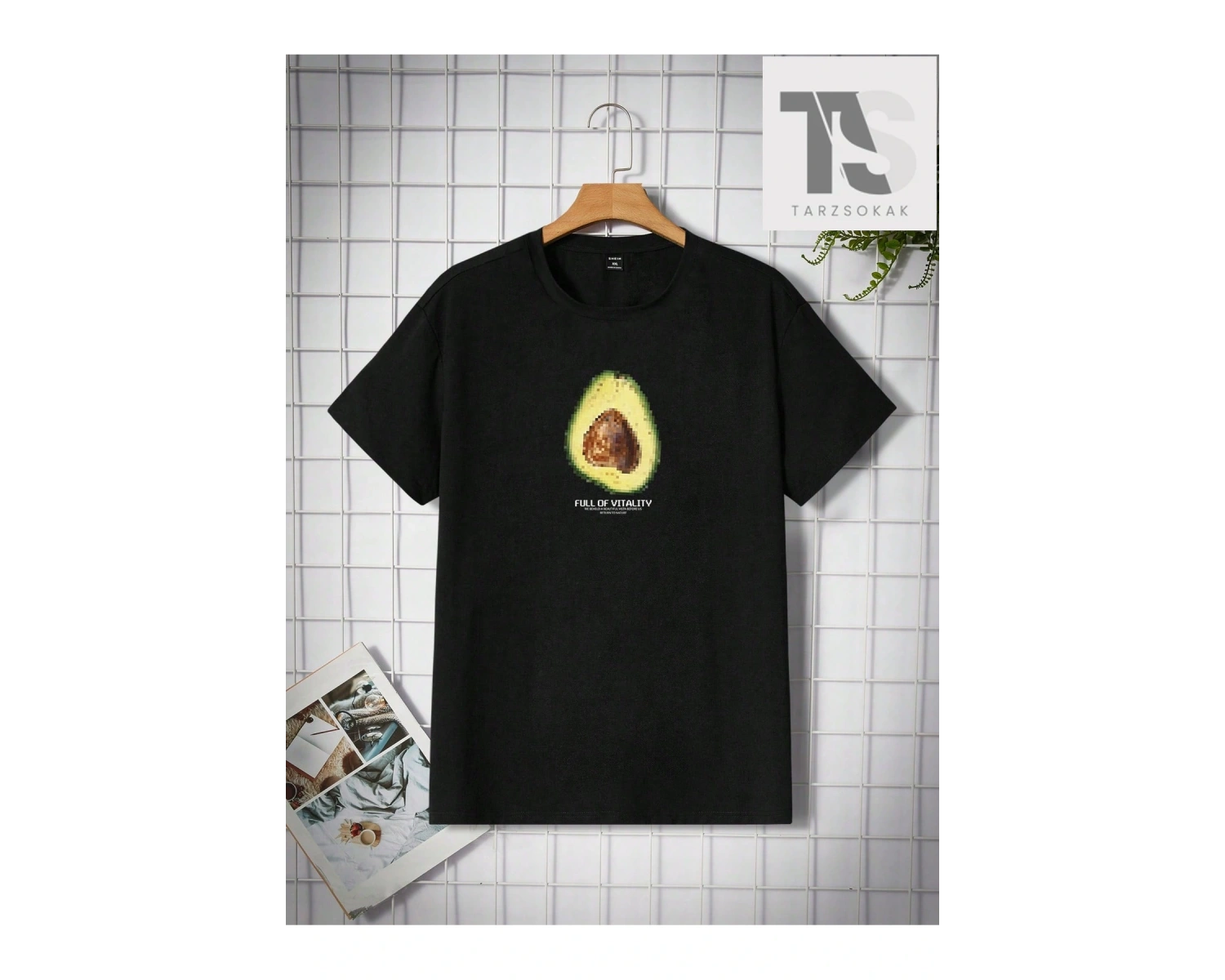 Hypemode Erkek Siyah Örme Yuvarlak Yaka Kısa Kollu Tişört