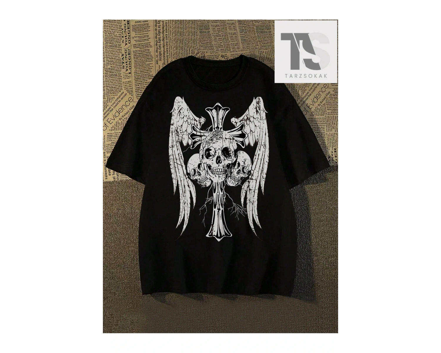 Hypemode Erkek Yuvarlak Yaka Heykel ve Harf Baskı Kısa Kollu Tişört