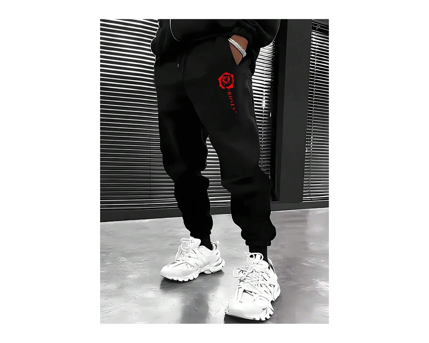 Hypemode Floral & Letter Graphic Drawstring Waist Eşofman Altı