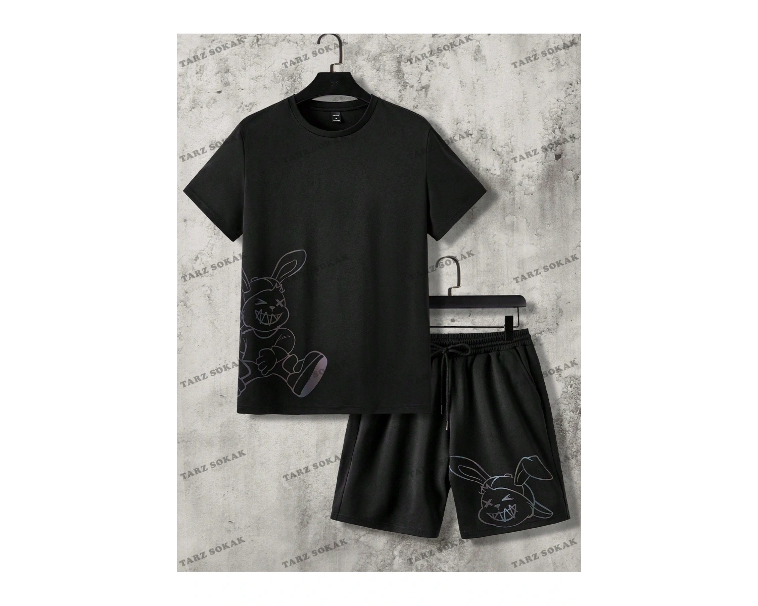 Hypemode Reflektif Detaylı Çizgi Film Baskılı Erkek Tişört ve Şort Takım