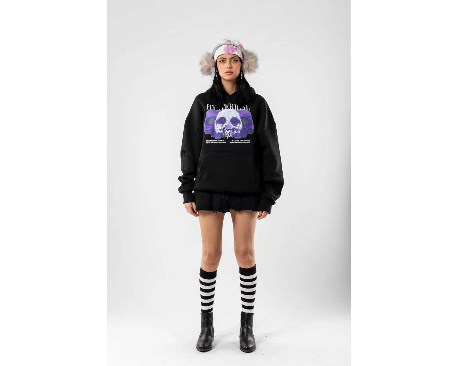 Hysterıcal Baskılı Oversize Unisex Beyaz