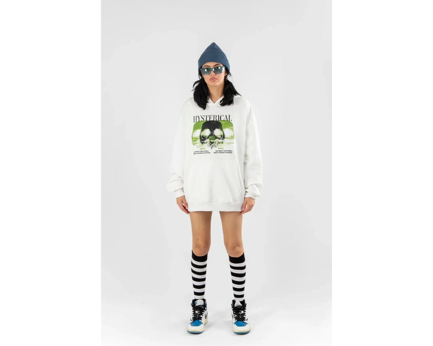 Hysterıcal Baskılı Oversize Unisex Beyaz